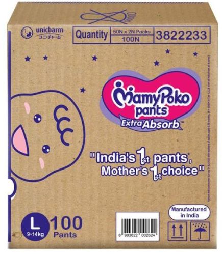 MamyPoko Pants Extra Absorb Large, 9-14 Kg, Pack Of 100