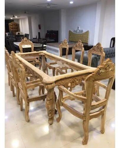 Teakwood Dining Table Frame, Size : 84 X 48 Inches