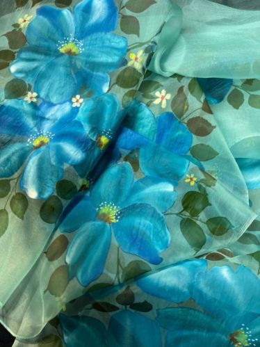 Hand Painted Organza Saree, Speciality : Easy Wash, Anti-Wrinkle