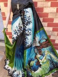 Hand Painted Pure Silk Saree, Technics : Machine Made