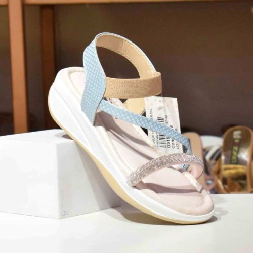 Synthetic Foam Airmix Lycra Ladies Casual Sandal Silver, Size( Euro ) : 37-40