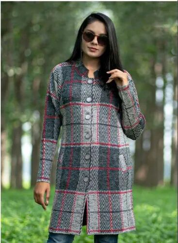 Checked Ladies Woolen Coat, Occasion : Casual