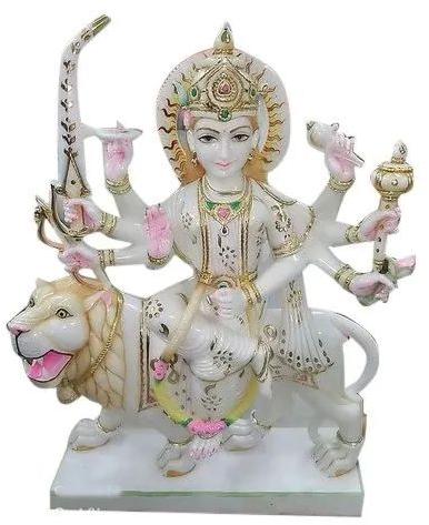 Marble Durga Maa Statue, For Temple, Home, Pattern : Plain, Printed
