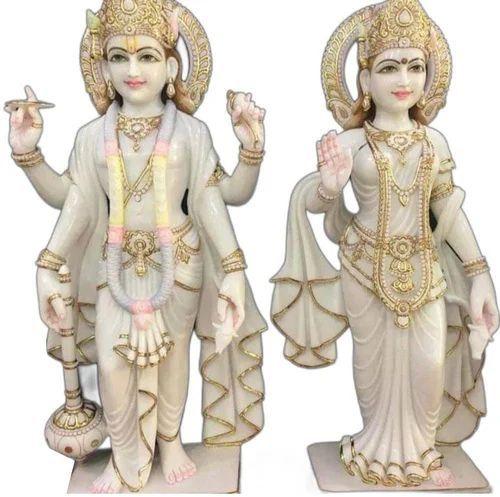 Plain Marble Laxmi Narayan Statue, Packaging Type : Thermocol Box