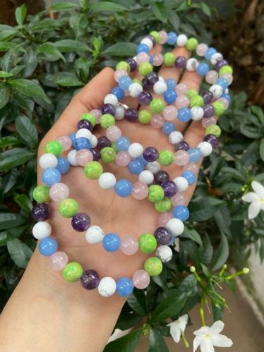 Round 8mm Anti Anxiety Gemstone Bracelet, For Jewellery, Color : Multicolour