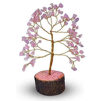 Rose Quartz 50 Beads Stone Tree, Length : 0-3Ft