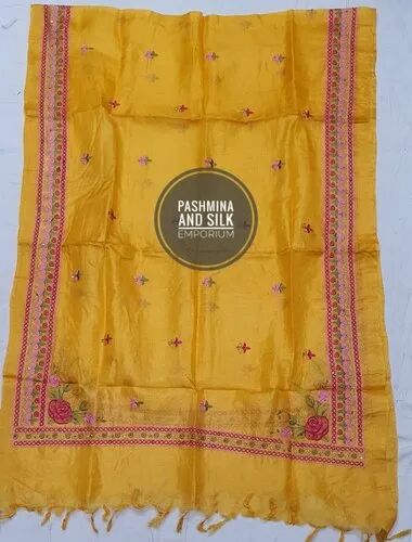 Tussar Silk Dupatta, Color : Yellow