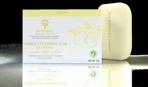 Karvi Organic Handmade Lemon Cleansing Bar, For Skin Care, Personal, Bathing, Packaging Type : Paper Box