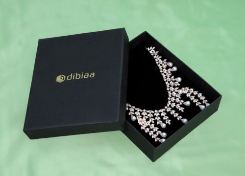 Dibiaa Plain Cardboard Black Necklace Set Box, Shape : Square