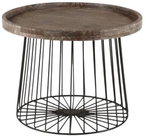 Brown Round MAH043 Wooden Iron Center Table, For Office, Hotel, Home, Pattern : Plain