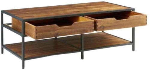 Brown Rectangular MAH063 Wooden Iron Center Table, For Office, Hotel, Home, Pattern : Plain