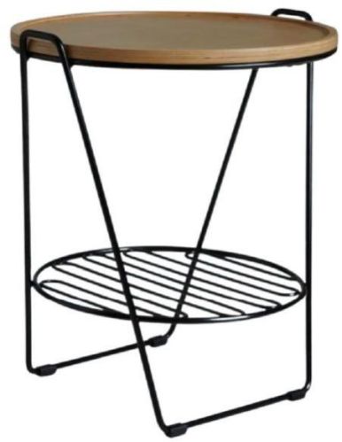 Round MAH067 Wooden Iron Side Table, For Hotel, Home, Size : 40 X 40 X 50 CM