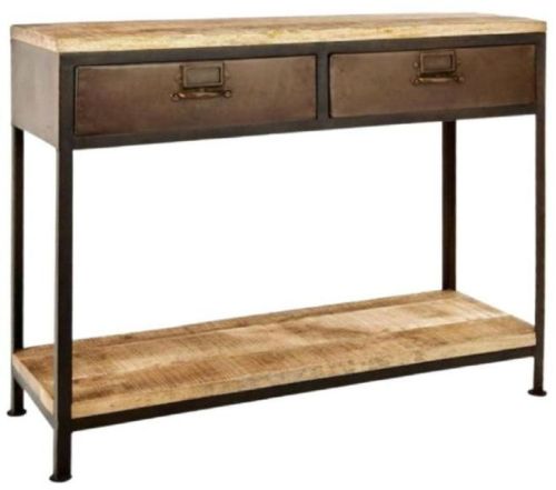 Brown Rectangular MAH106 Wooden Iron Console Table, For Office, Home, Pattern : Plain