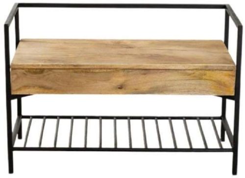 Brown Wooden Iron Shoe Rack