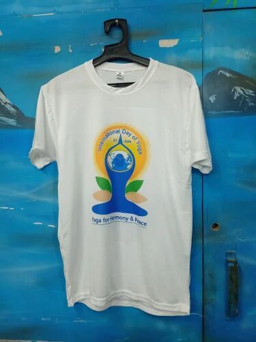 Yoga Day T Shirts, Color : White