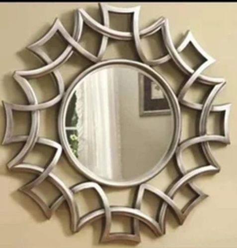 Round Mild Steel Polished Glass Fancy Decorative Mirror, Size : All Sizes