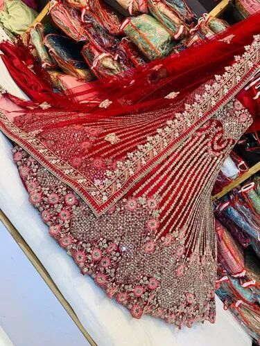 Designer Net Lehenga, Occasion : Wedding Wear