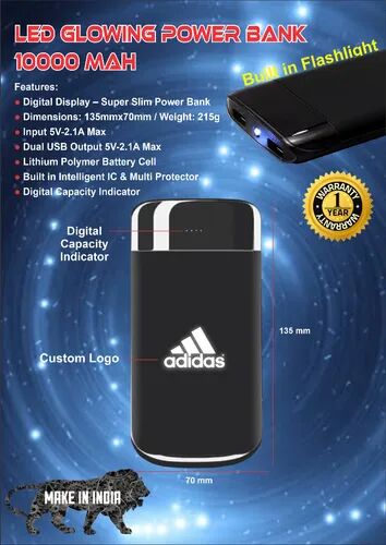 LED Power Bank, Capacity : 10000 mAh