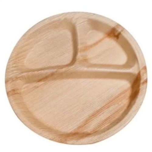 Light Brown Round Non Polished Areca Leaf Plate, For Serving Food, Pattern : Plain