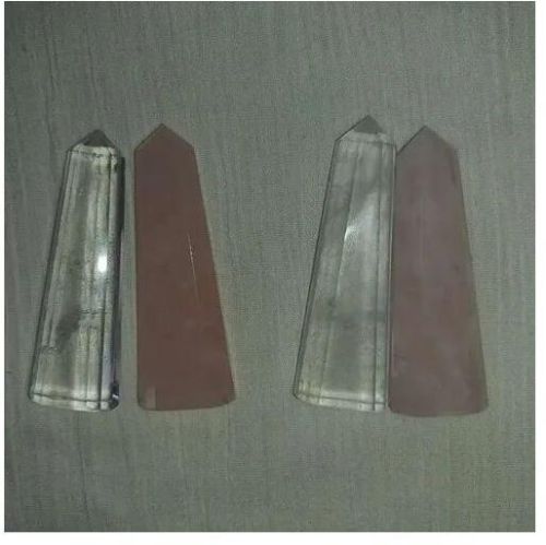 Rais Agate Clear Crystal Rose Shiva Shakti Pair, For Healing Stone