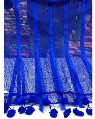 Plain Net Pom Pom Dupatta, Work : Patch Work