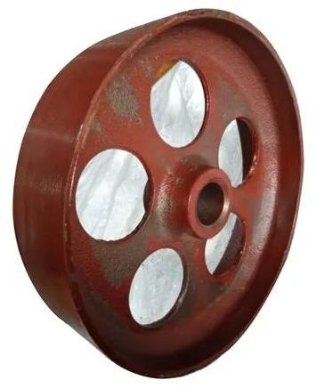 Red Round Cast Iron Trolley Wheels, Size : 200 Mm