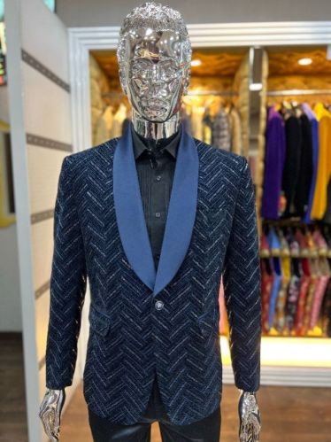 Sequenced Blue Tuxedo Suit, Size : M, XL, XXL