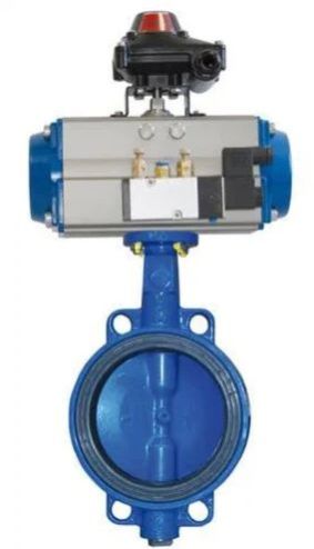 Blue Coated Metal Butterfly Valve With Actuator, For Industrial