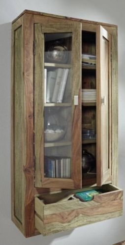 Sheesham Wood Wall Mounted Display Cabinet