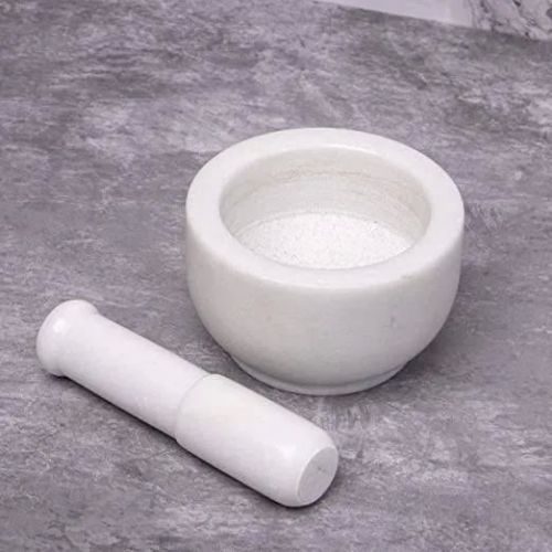 4 Inch White Marble Mortar and Pestle