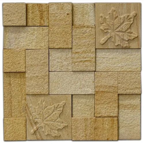 Teak Leaf CNC Natural Stone Wall Cladding