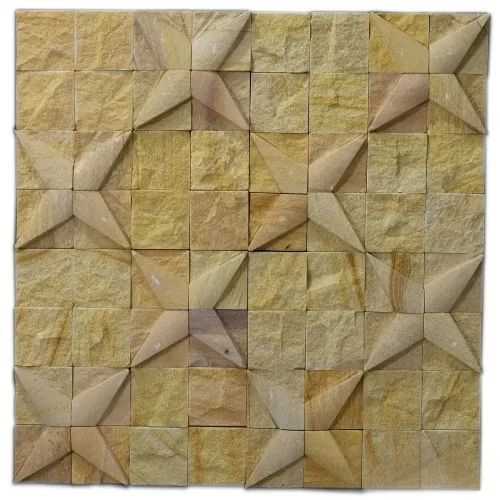 Teak Star Pattern Stone Wall Cladding, Size : 12x12 Inch