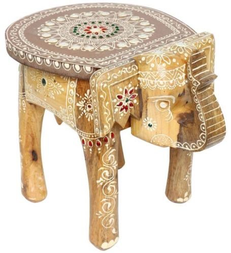 Wood Elephant Shape Stool, Color : Multicolor