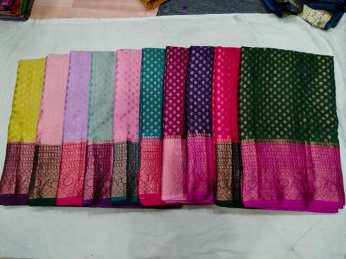 Banarasi Warm Copper Zari Chanderi Buti Silk Saree