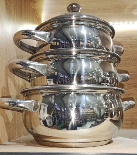 Round Stainless Steel Handi, For Cookware, Feature : Light Weight