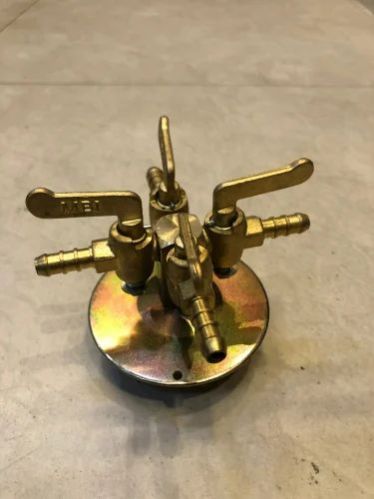 High Brass 4 Way Gas Taps, For Air Use, Color : Golden