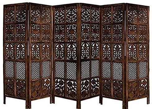 Carved Wooden Screen 6 Panel Foldable Partition