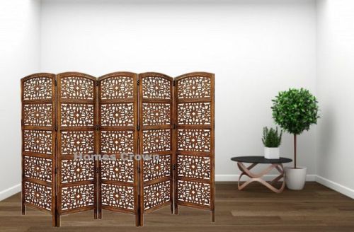 Carved Wooden Screen 6 Panel Foldable Partition