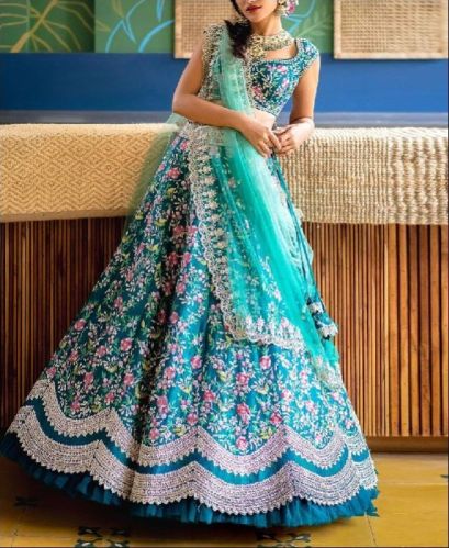 Short Sleeve Party Wear Lehenga Choli, Color : Multicolors