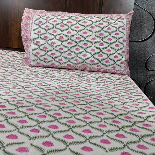 Pink Printed Cotton Bed Sheet, For Home, Feature : Anti Shrink, Anti Wrinkle