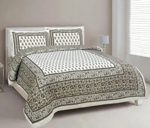 Cotton Floral Print Double Bedsheets, Color : Multicolor