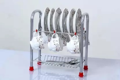 Silver Stainless Steel Cup and Saucer Stand