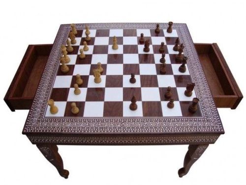 Wooden Checked Square Chess With Drawer, Brand Name : Gamaa
