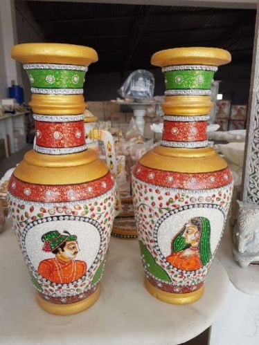 Hand Painted Raja Rani Marble Flower Vase