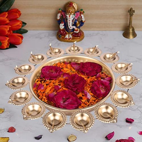 Metal Diya Urli, For Decoration Purpose, Size : 40cm X 40cm X 40cm