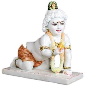 Marble Laddu Gopal Statue, For Worship, Temple, Home, Packaging Type : Thermocol Box, Carton Box