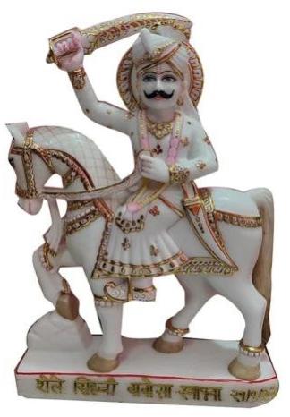 Polished Marble Tejaji Maharaj Statue, For Temple, Home, Packaging Type : Thermocol Box, Carton Box