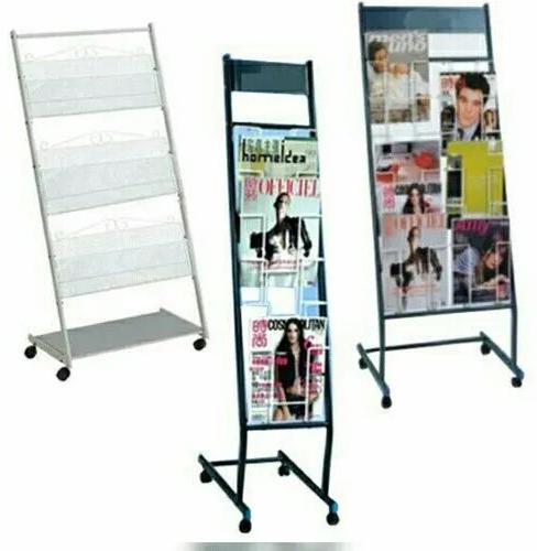 Rectangle Stainless Steel Magazine Stands, For Library