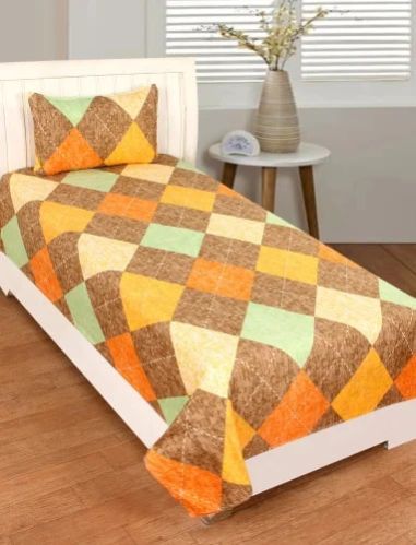 Cotton Geometric Print Bed Sheet, For Home