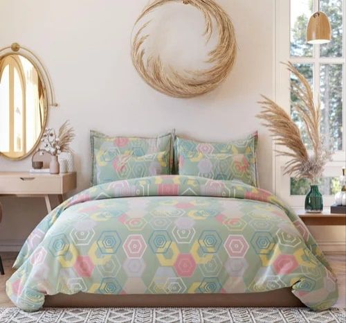 Glace Cotton Designer Bed Sheet, For Home, Style : Printed